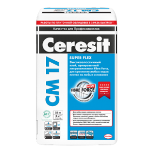 Ceresit СМ 17. Высокоэластичный клей для плитки для наружных и внутренних работ, 25 кг
