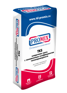 Promix ТКS 201. Теплоизоляционный кладочный раствор, коэффициент теплопроводности – 0,22 Вт/м°С, выход раствора: 20-22 литр./ мешок 25 кг